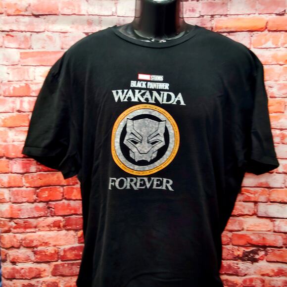 Marvel Tee Shirt Men's 2XL Black Panther Wakanda Forever Graphic Short Sleeve - Picture 1 of 4
